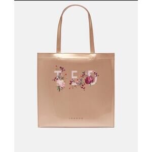 Ted Baker London Floral Print Large Icon Shopping Tote Bag Golden Bronze Blossom
